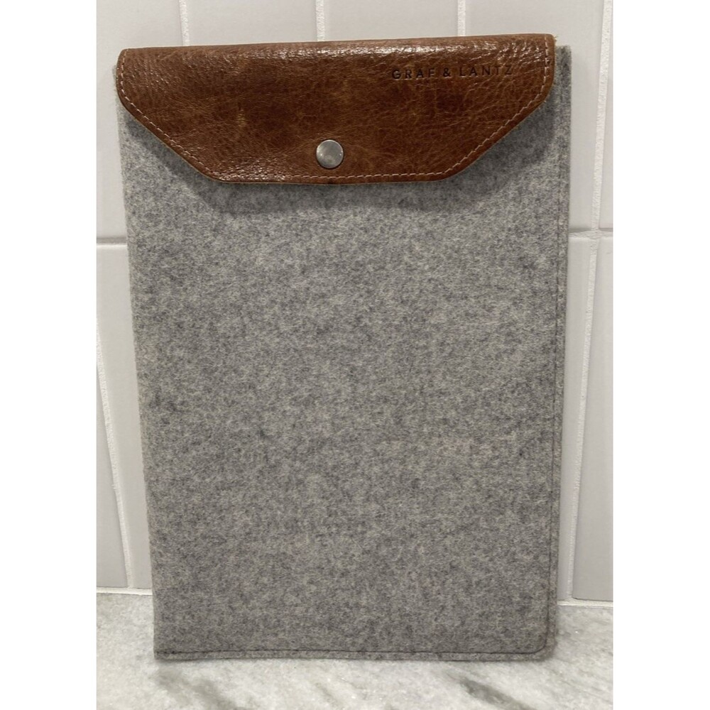 Graf & Lantz Real Leather Wool Tablet Slip Over Case Snap Close Business Career
